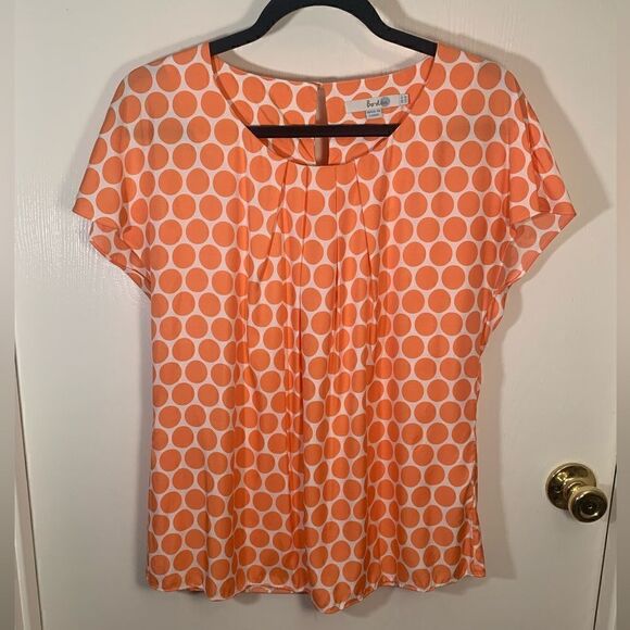 Boden EUC coral/white polka dot pleated sleeveless blouse Size 8 - Picture 1 of 5